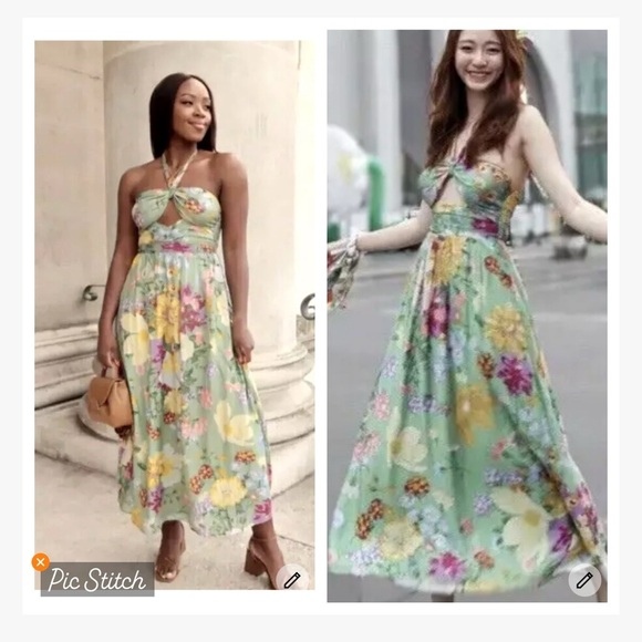 H&M Green Floral Halter Maxi Dress - Picture 2 of 11